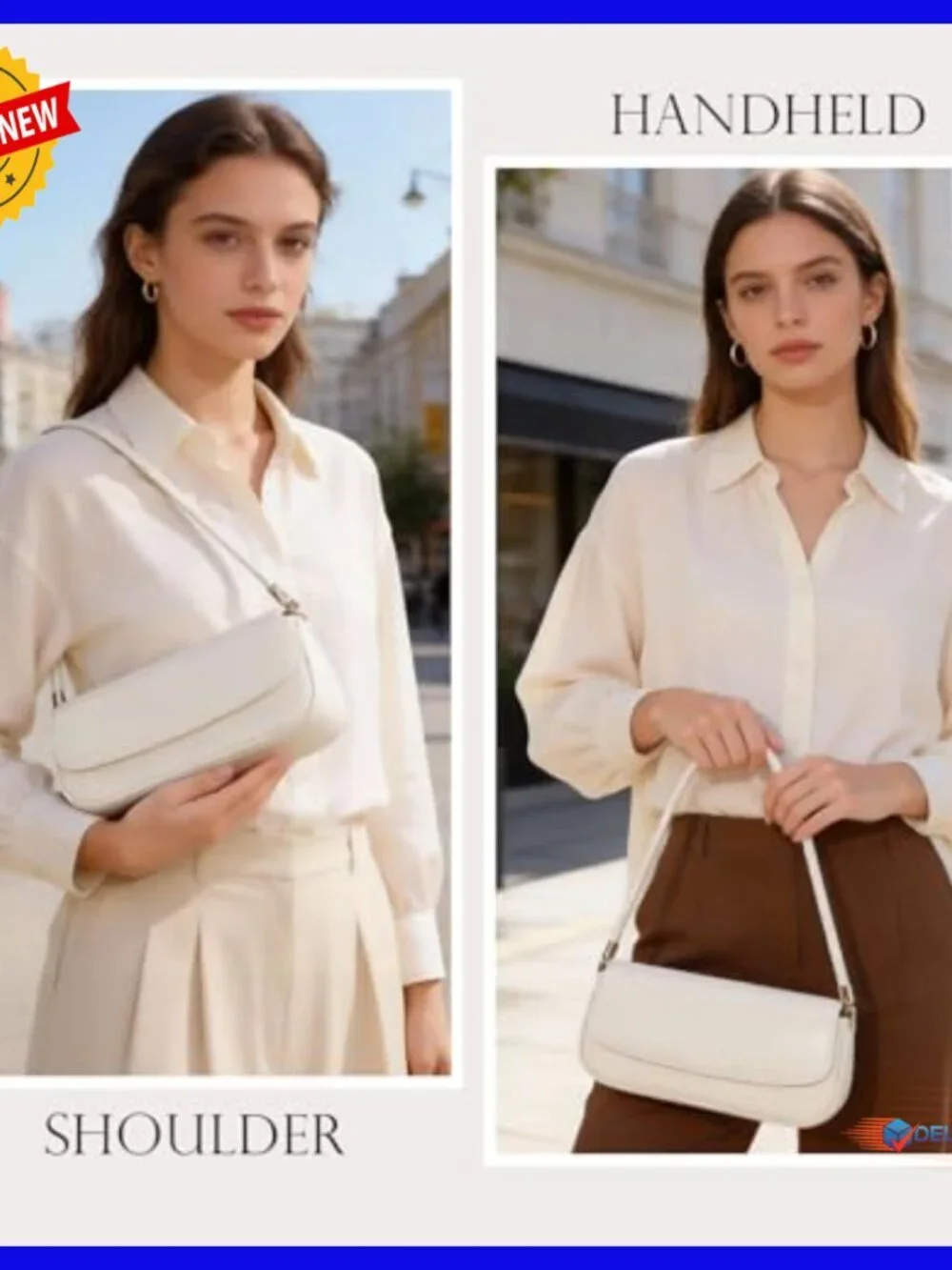 Genuine Leather Mini Shoulder Bag Hobo Purse Magnetic Closure